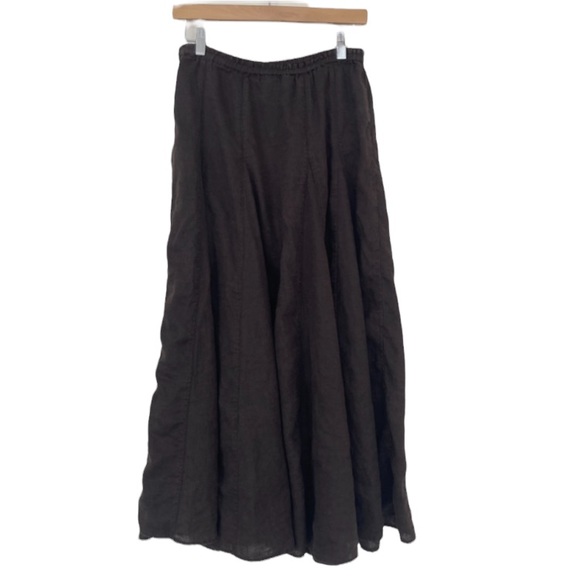 Ann Taylor Brown 100% Linen Drawstring Maxi Skirt Sz S - Picture 2 of 5